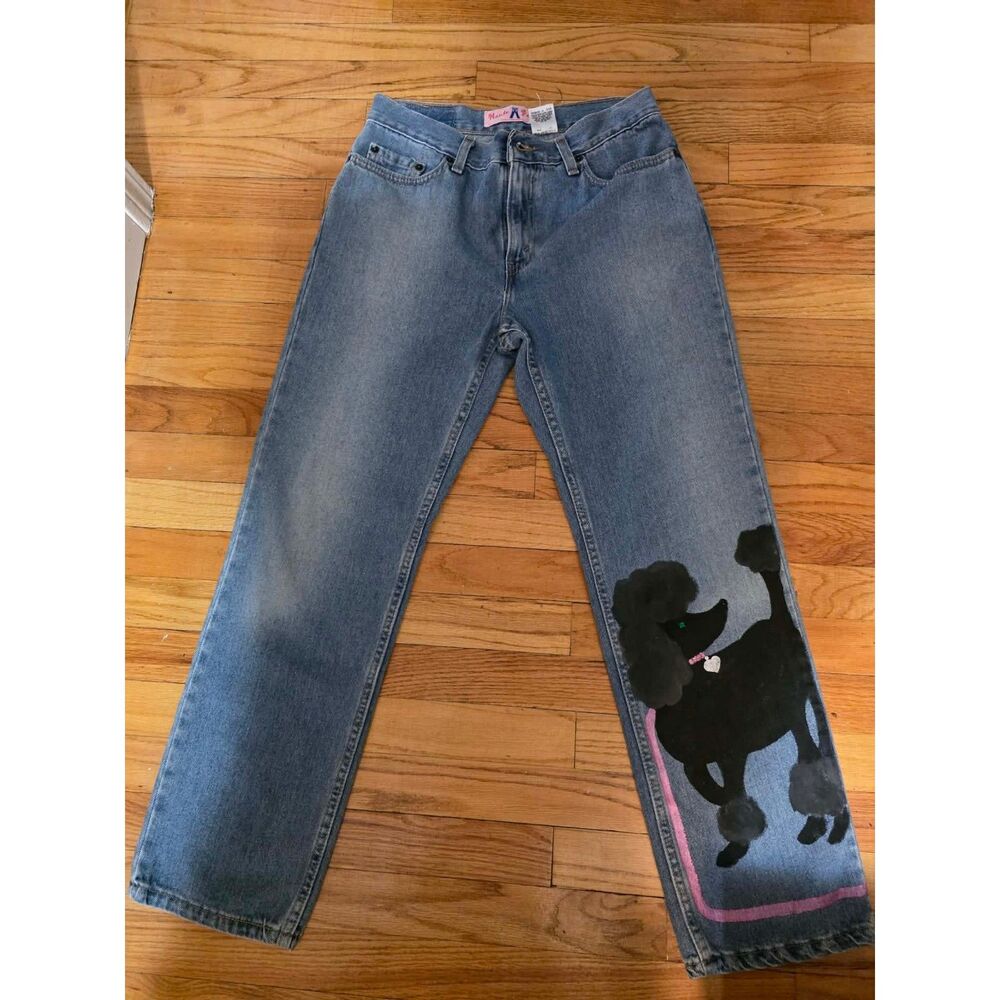 Vintage 1997 Made in USA Levi's 505 Hand-Painted Poodle Jeans